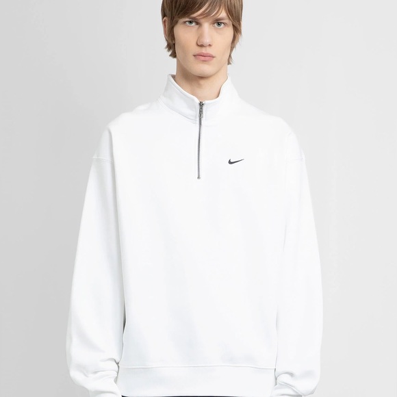 Nike | Shirts | Nike Solo Swoosh 4 Zip Heavy Duty Sweatshirt White